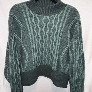 Stylish Green Cable Knit Sweater